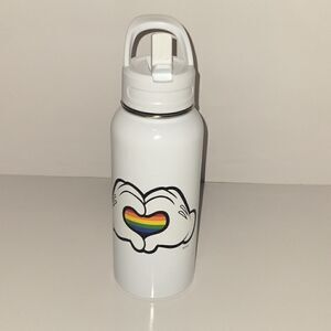 Disney Pride Collection Mickey Mouse Water Bottle W/Straw Rainbow Heart 33.8oz